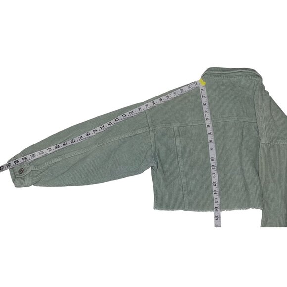 Forever 21 Womens Cropped Corduroy Jacket Seafoam Green Cotton Size S - Picture 4 of 8